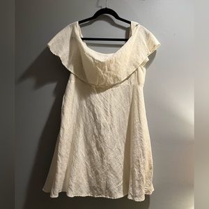 Loft off the shoulder white linen dress